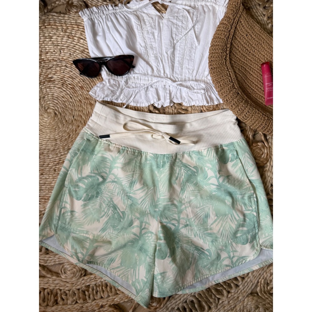 Alpine Design Womens Swim Shorts Mint Green‎ Palm Leaf Tropical Print Size S